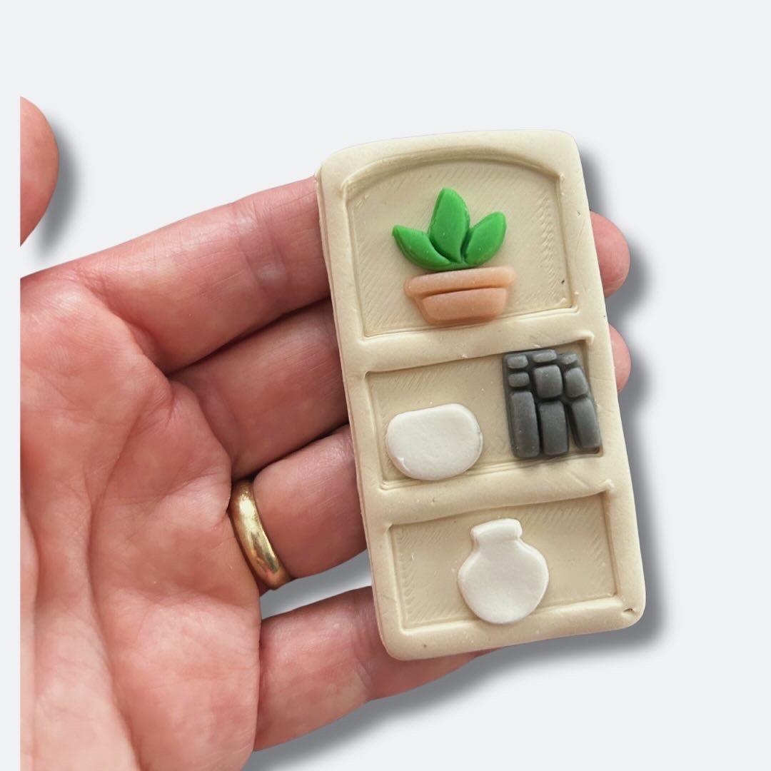 Minyatür Kitaplık Raf Kalıp Seti, Polimer Kil Seramik Kurabiye Kalıpları