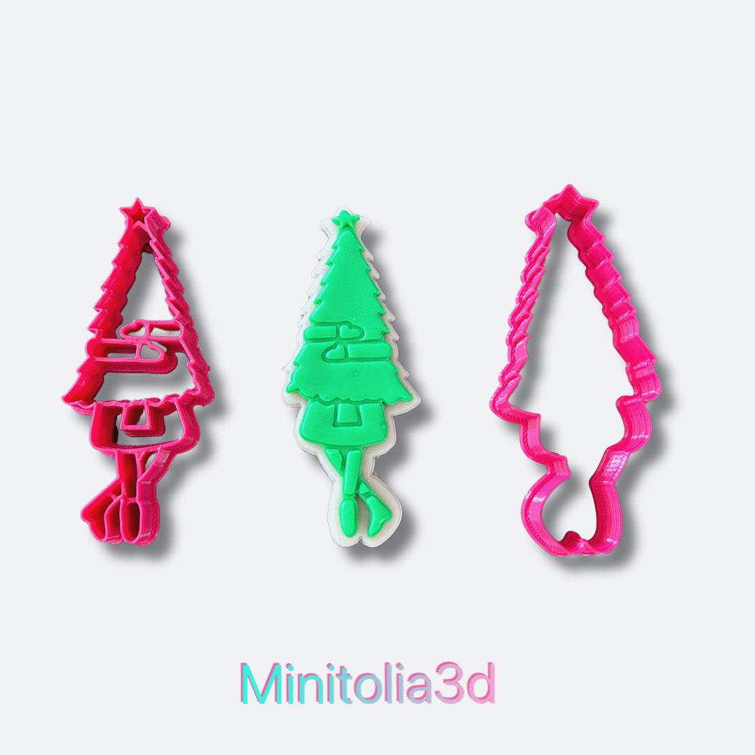 Yılbaşı Ağacına Sarılan Kadın Kurabiye Kalıbı